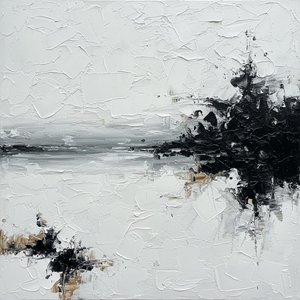 Monolithic Shadows In Charcoal And Ochre: A Singular Study Of Abstract Tension — David Moreau, Contemporary Abstract