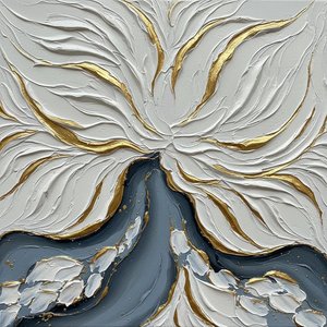 Celestial Radiance In Gilded White And Deep Slate Blue Impasto — David Moreau