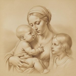 Eternal Communion In Sepia: A Sfumato Study Of Divine Tenderness — Marc Duvallier