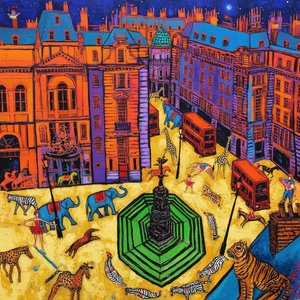 Surrealistinė Zoologinis Parkas Švytinčio Amžinos Miesto Aikštės Geometrijoje — Caroline Pelletier
