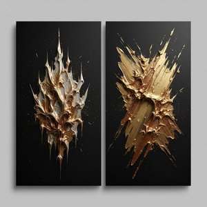 Gilded Kinetic Fragments: A Monumental Study In Bronze And Crystalline Motion — David Moreau