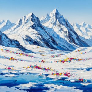 Monolithic Azure Peaks Under A Sculpted Sky Of Frozen Light And Color — David Moreau
