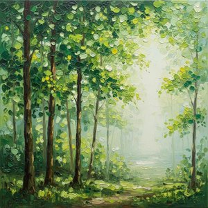 Ethereal Verdant Path Through A Luminous Mist Of Impasto Light — Christian Noiret