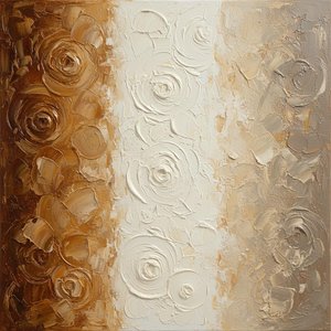 Eterický Triptych Ze Sculptovaného Země A Světelné Krémové Impasto Spirály — David Moreau
