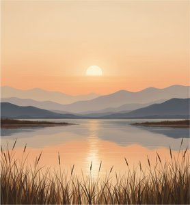 Ewiger Bernstein-horizont: Eine Singuläre Meditative Studie Serenierter Bergsilhouetten — Laurent Roche