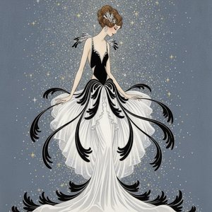 Silhouette Blu Ardesia Con Piumaggio Nero Calligrafico — Valentin Laurent De Courcey