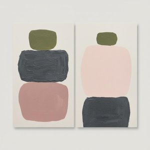 Monolithic Serenity: A Sculptural Diptych Of Layered Earth And Muted Rose Tones — Laurent Fabre