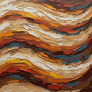Rhythmic Ochre Undulations: A Monumental Study In Earthly Impasto And Fluid Motion — David Moreau