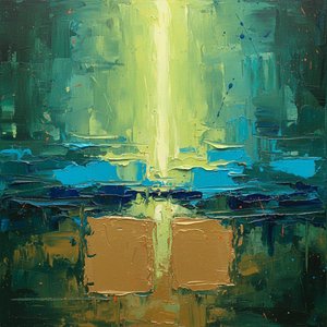 A Monumental Convergence Of Radiant Light And Sculptural Strata In Deep Oceanic Tones — Christian Noiret