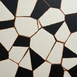 Fragmented Monolith: A Sculptural Study In Ochre, Black, And Impasto Relief — Laurent Fabre