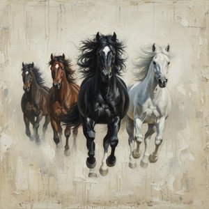 Ephemeral Momentum: A Monochromatic Study Of Charging Equine Shadows And Distressed Earth — Christian Noiret