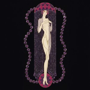 Magenta-mosaik-kopfschmuck Und Perlenfransen Über Cremefarbener Silhouette — Valentin Laurent De Courcey