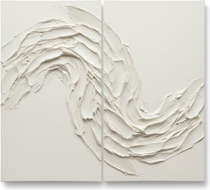 Ethereal Undulations In Ivory: A Monumental Sculptural Study Of Rhythmic White Relief — David Moreau