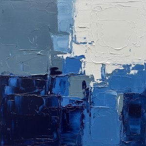 Fragmented Midnight: A Monumental Study In Impasto Blue And Somber Texture — Christian Noiret, Contemporary Abstract