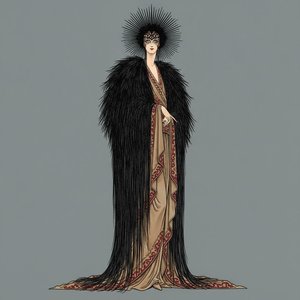 Figura Incoronata Radiale In Drappeggio Con Bordi Cremisi — Valentin Laurent De Courcey