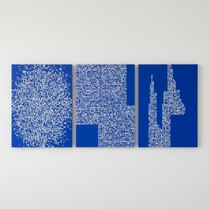 Triptych Echoes Of Digital Syntax: A Study In Structured Blue Overload — Laurent Vionnet