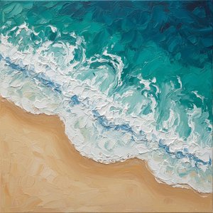 Rhythmic Surge: A Sculptural Symphony Of White Impasto And Turquoise Depths — David Moreau