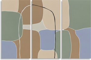 Ethereal Flow of Interlocking Earth Tones in a Serene Organic Triptych