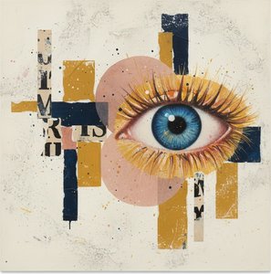 Vision Fragmentée En Ocre Et Bleu Marine : Un Assemblage Surréaliste D'un Œil Singulier — Laurent Fabre