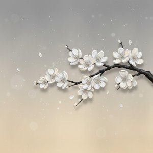 Ephemeral Whispers Of White Blossoms Amidst A Muted Charcoal Drift — Laurent Roche