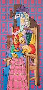 Fragmentierte Figur In Magenta Und Ceruleanblau — Isabelle Dupuis