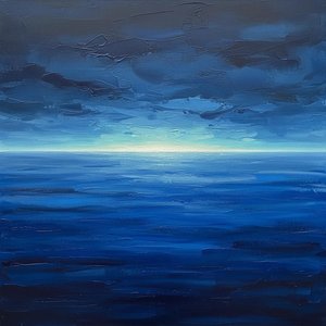Where Indigo Heavens Meet Cerulean Depths At The Edge Of Light — Christian Noiret