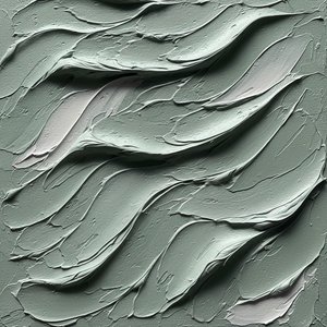 Sculpted Serenity In Sage: A Monumental Study Of Rhythmic Impasto Waves — David Moreau