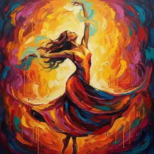 Ephemeral Ascent: A Vortex Of Crimson Motion And Radiant Becoming — Christian Noiret