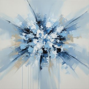 Celestial Fracture: A Radial Explosion Of Impasto Light And Midnight Shards — Christian Noiret