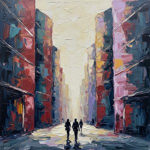 Monolithic Shadows In Crimson And Navy: A Singular Vision Of Urban Solitude — Christian Noiret
