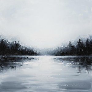 Ätherische Stille: Eine monochrome Studie von Nebel und Mitternachtsschatten
