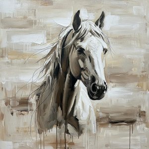 Monolithic Echoes In Charcoal And Cream: A Singular Study Of Equine Grace — Christian Noiret