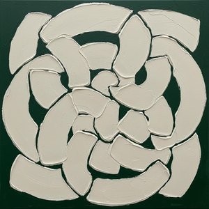 Eternal Radiance In Forest Green: A Monumental Impasto Study Of Organic Symmetry — Laurent Fabre