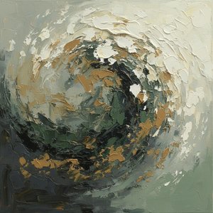 Ethereal Vortex Of Ochre And Forest Shadows In A Singular Impasto Motion — David Moreau
