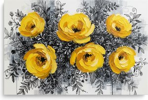Golden Impasto Blooms Amidst A Calligraphic Web Of Midnight Botanical Vines — Christian Noiret