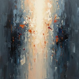 Luminous Fracture: A Monolithic Descent Of Light Through Midnight Impasto — Christian Noiret
