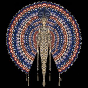 Plumaje Radial De Cobalto Con Motivos Teselados Dorados — Valentin Laurent De Courcey