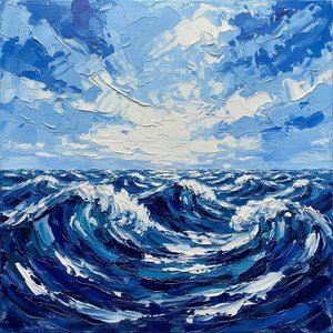 Cerulean Surge: A Monumental Study Of Rhythmic Tides And Sculptural White Crests — Christian Noiret