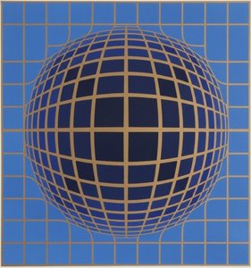 Celestial Convergence: A Singular Geometric Sphere In Azure And Gilded Precision — Jean-paul Blanchet