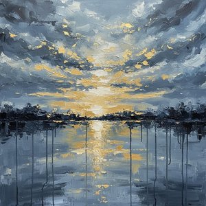 Golden Radiance Amidst The Weight Of Slate And Sculpted Storm Clouds — Christian Noiret