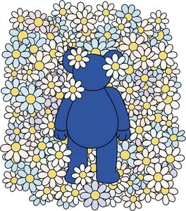 Serenità Azzurra Tra Un Campo Meditativo Di Luminose Silhouette Floreali — Laurent Charpentier