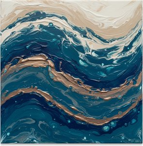 Ephemeral Currents: Where Indigo Depths Meet Golden Geological Memory — Christian Noiret