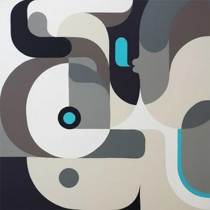 Échos Cyan dans un Royaume Monochromatique de Formes Organiques Entrelacées