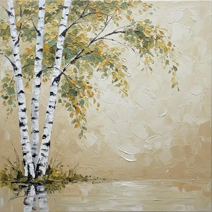 Ethereal Echoes Of Birch Amidst The Tactile Silence Of Morning Mist — David Moreau, Plaster & Texture Art