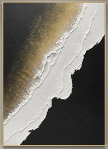 Fragmented Gilded Horizon: A Monumental Study In Obsidian And White Impasto — David Moreau