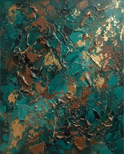 Estratos Etéreos De Azul Cerceta Y Tierra Dorada En Relieve Monumental De Impasto — David Moreau