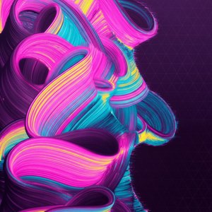 Chromatic Resonance: An Ethereal Dance Of Fluid Ribbons In Midnight Void — Isabelle Dupuis