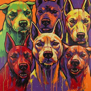 Totemuri Canine Prismatice Într-o Simfonie De Stropi Vii Și Haos Expresiv — Caroline Pelletier