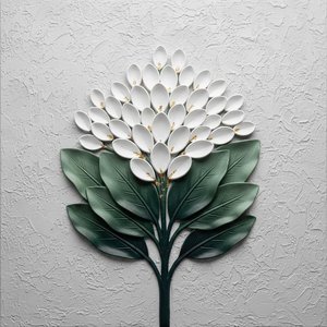 Ethereal Radiance: A Monumental Study Of Gilded Flora And Textured Serenity — David Moreau