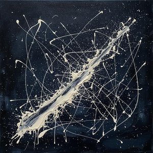 Impasto blanc fragmenté éclatant sur bleu nuit